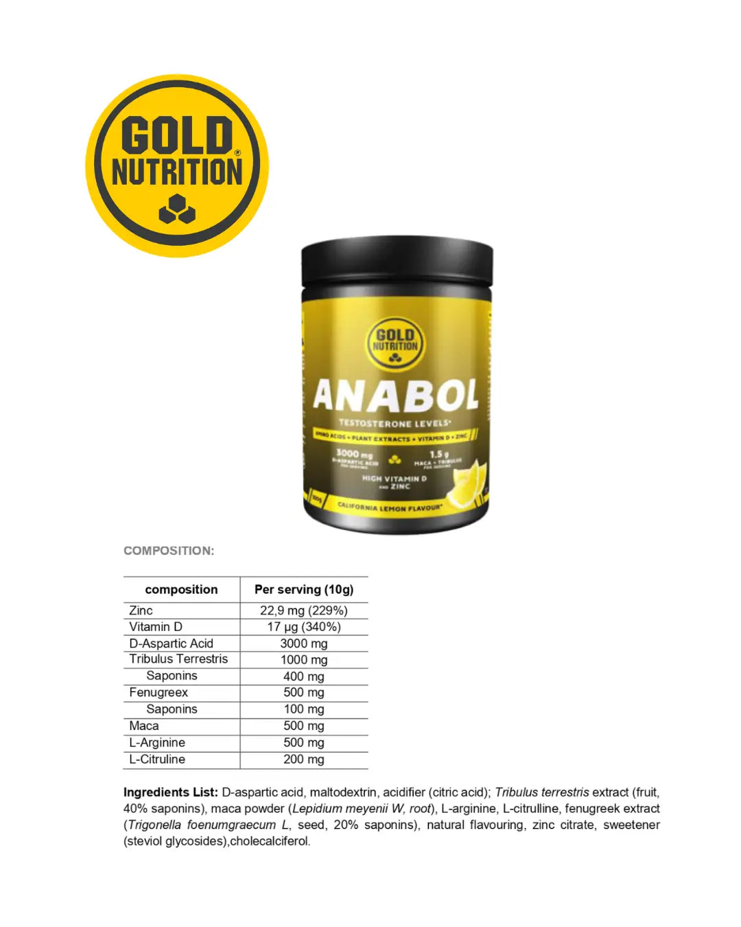 ANABOL - Naturligt stöd för testosteron och återhämtning GoldNutrition.se