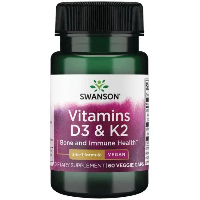 Swanson - Vitamins D3 & K2 - 60 Capsules Noop Life
