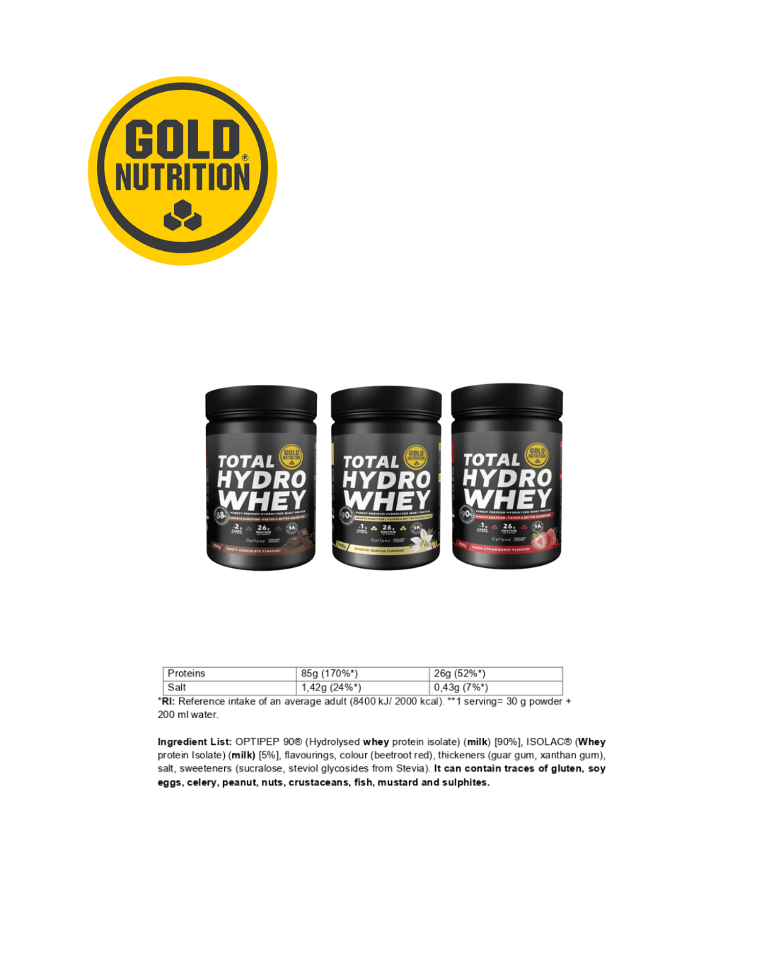 Total Hydro Whey GoldNutrition® – Snabbt protein för muskler och återhämtning - TRÄNING & PERFORMANCE BUTIKEN
