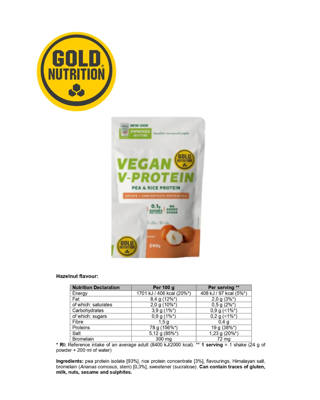 V - PROTEIN 240G - TRÄNING & PERFORMANCE BUTIKEN