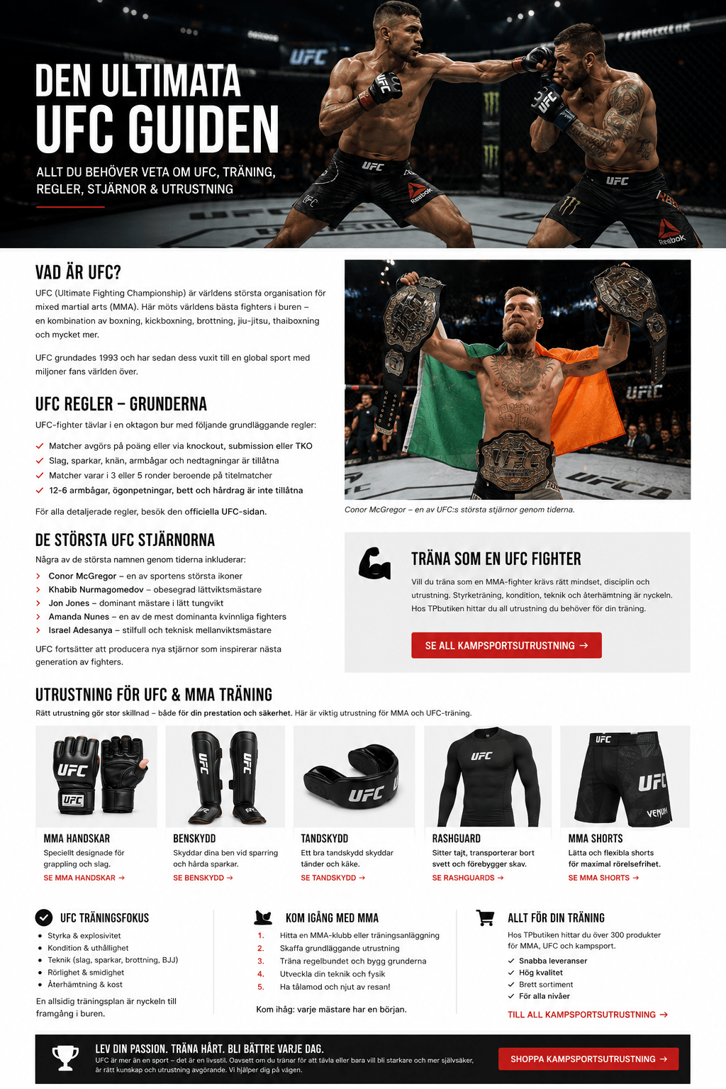 Den ultimata UFC-guiden – Regler, viktklasser, MMA &amp; utrustning - TRÄNING & PERFORMANCE BUTIKEN