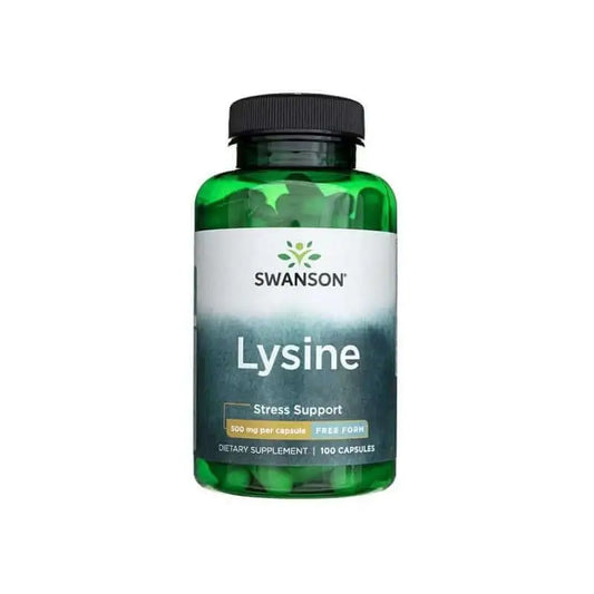 L-LYSIN, Lysine fri från 500 MG 100 Kapslar Swanson Noop Life