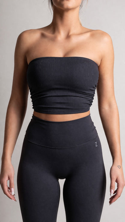 NOIR Bandeau Top Black Ribbed