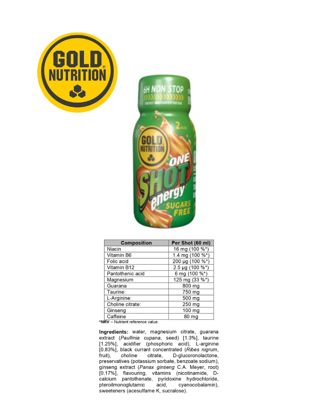 One Shot Energy 20-pack – Långvarig Energi & Fokus | Guarana & Ginseng GoldNutrition.se