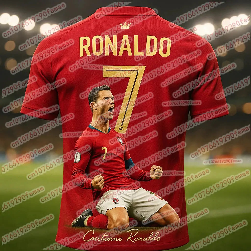 Summer Hot Selling Cristiano Ronaldo Fashion Football Superstar Print Pattern Men's Fan Commemorative Jersey Daily Sports Top TRÄNING & PERFORMANCE BUTIKEN