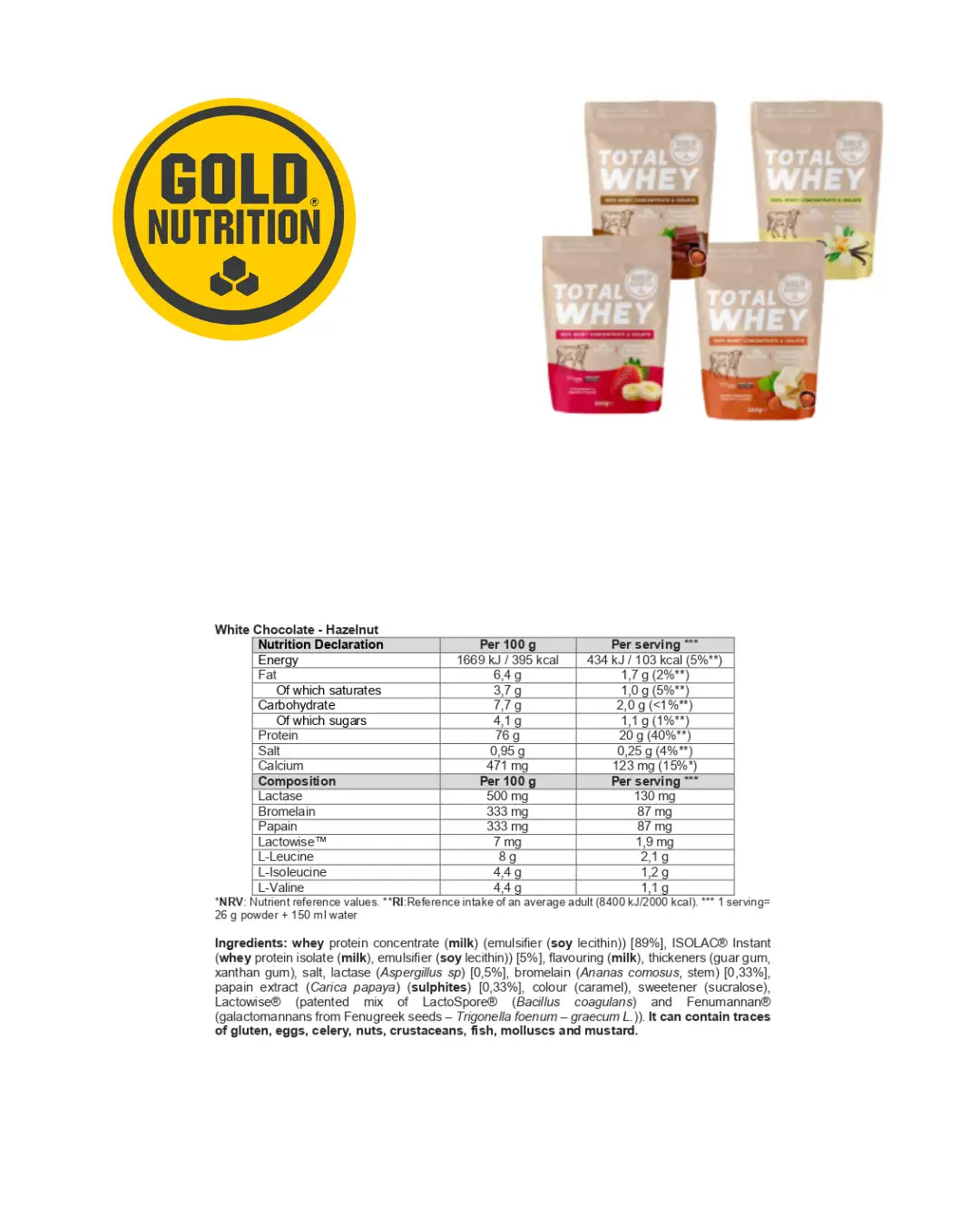 Total Whey  – Rent protein från frigående kor GoldNutrition.se