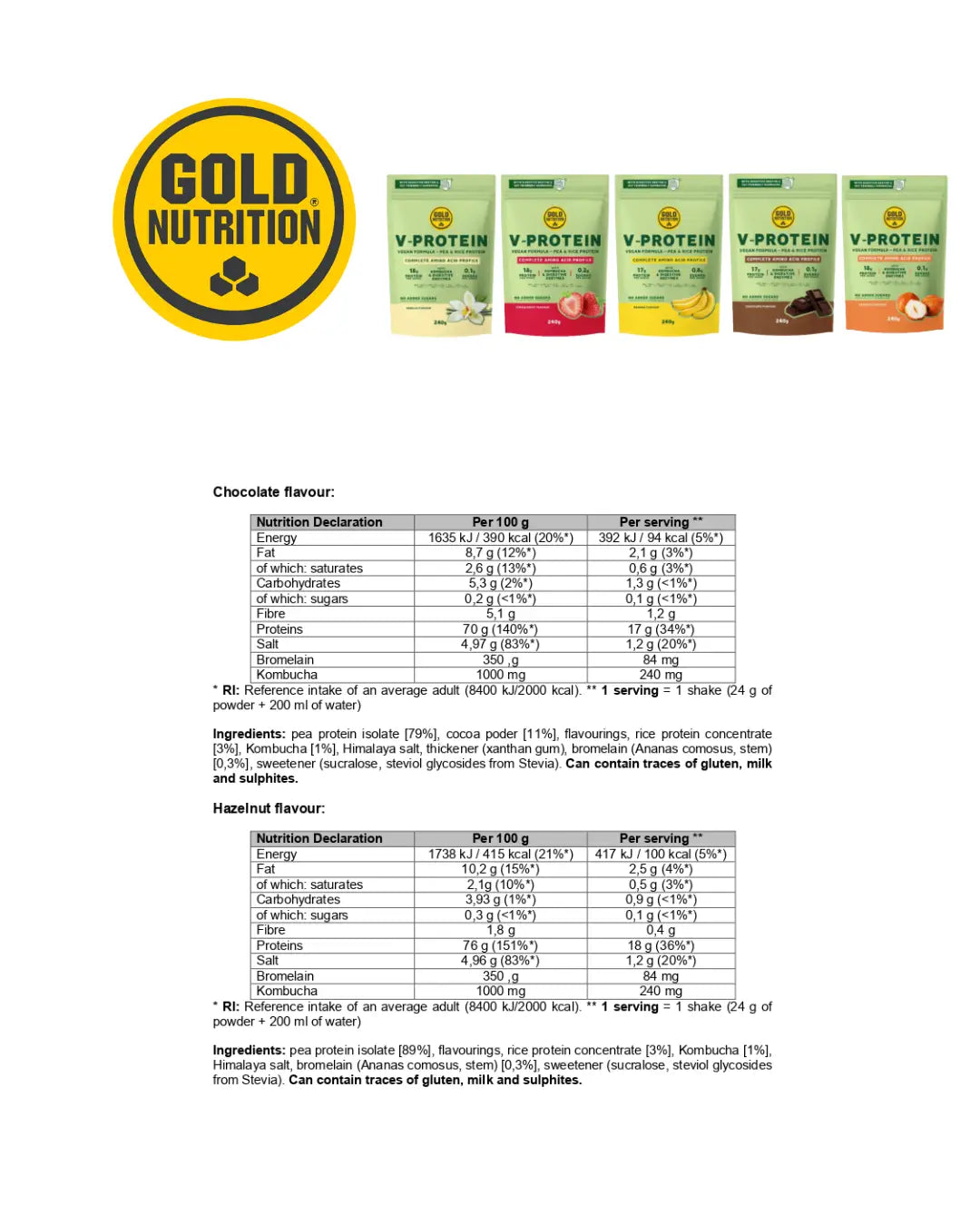 V-PROTEIN  – Växtbaserat protein med extra stöd för magen GoldNutrition.se
