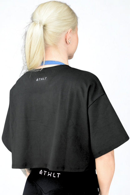 Dam vid T-shirt oversize | Croppad tränings-T-shirts med kort ärm - TRÄNING & PERFORMANCE BUTIKEN