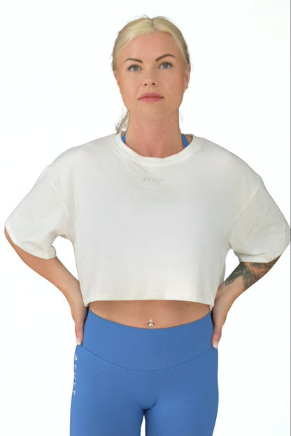 Dam vid T-shirt oversize | Croppad tränings-T-shirts med kort ärm - TRÄNING & PERFORMANCE BUTIKEN