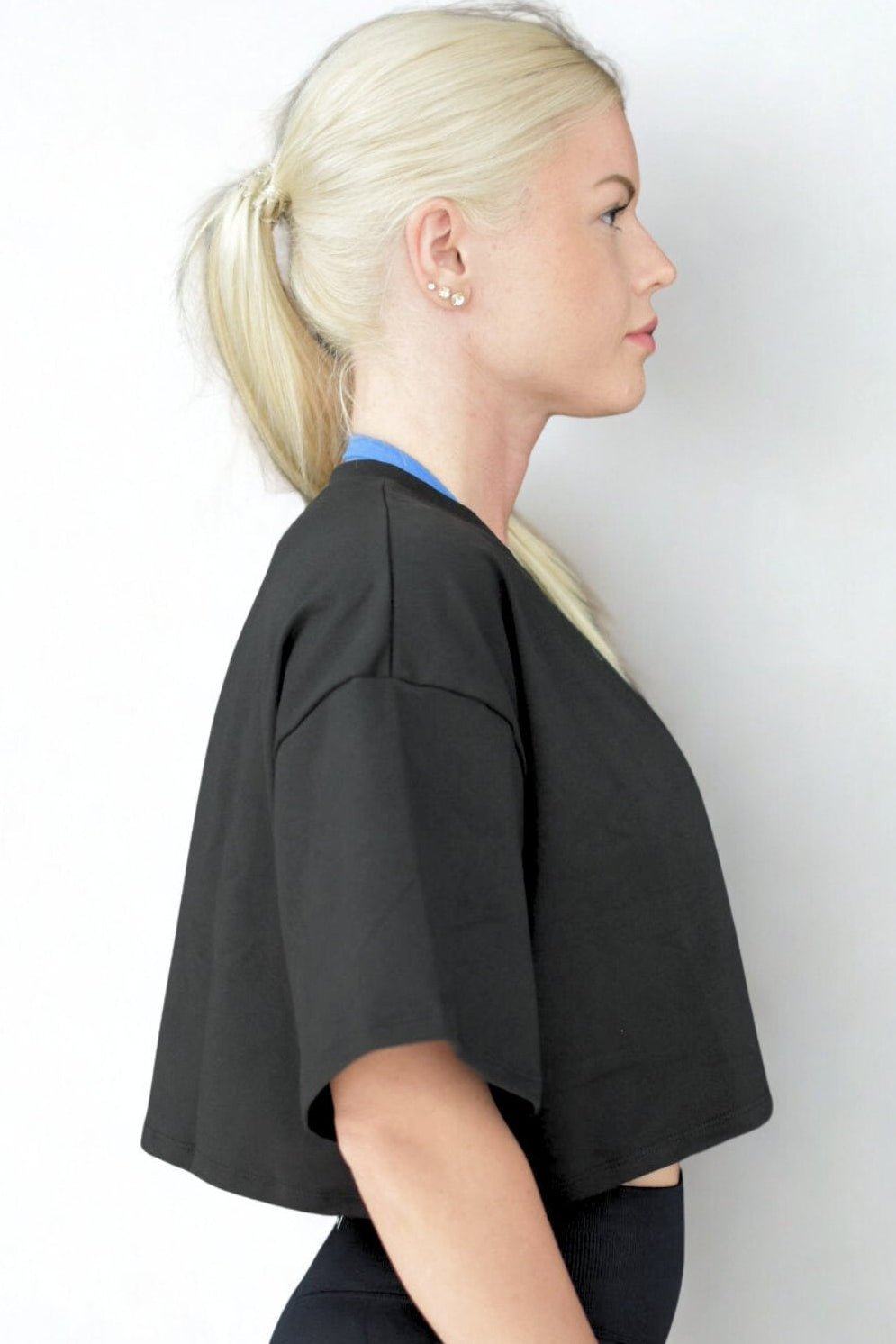 Dam vid T-shirt oversize | Croppad tränings-T-shirts med kort ärm - TRÄNING & PERFORMANCE BUTIKEN