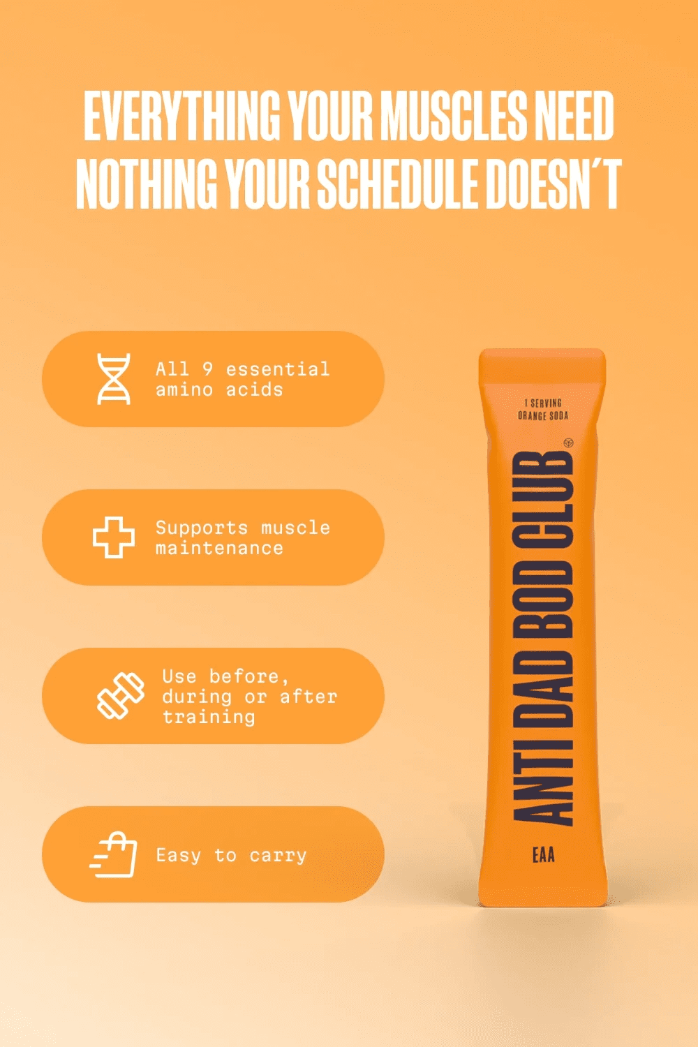 EAA Amino Acids - Orange Soda 15 förpackningar - TRÄNING & PERFORMANCE BUTIKEN