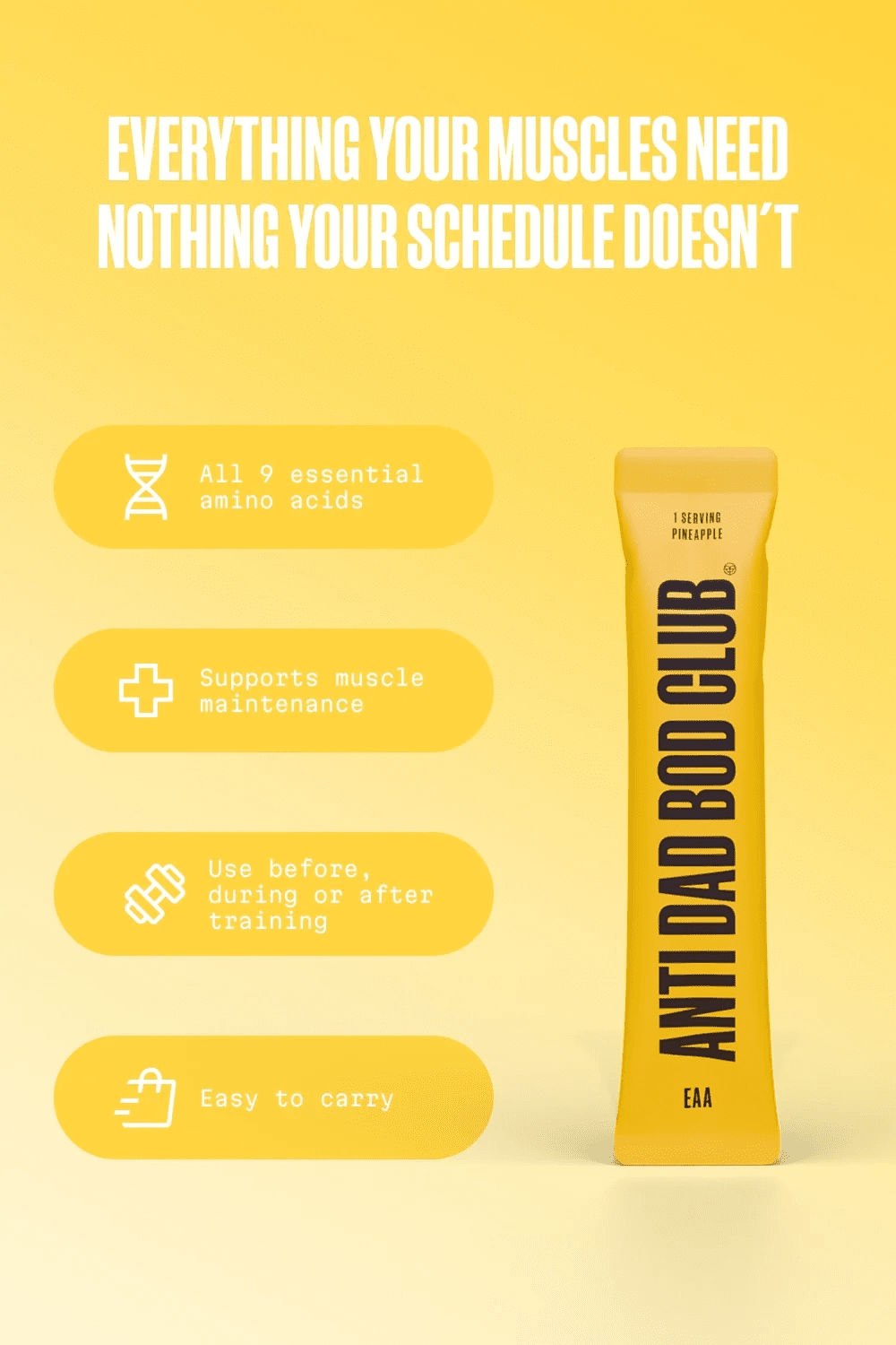 EAA Amino Acids - Pineapple 15 förpackningar - TRÄNING & PERFORMANCE BUTIKEN