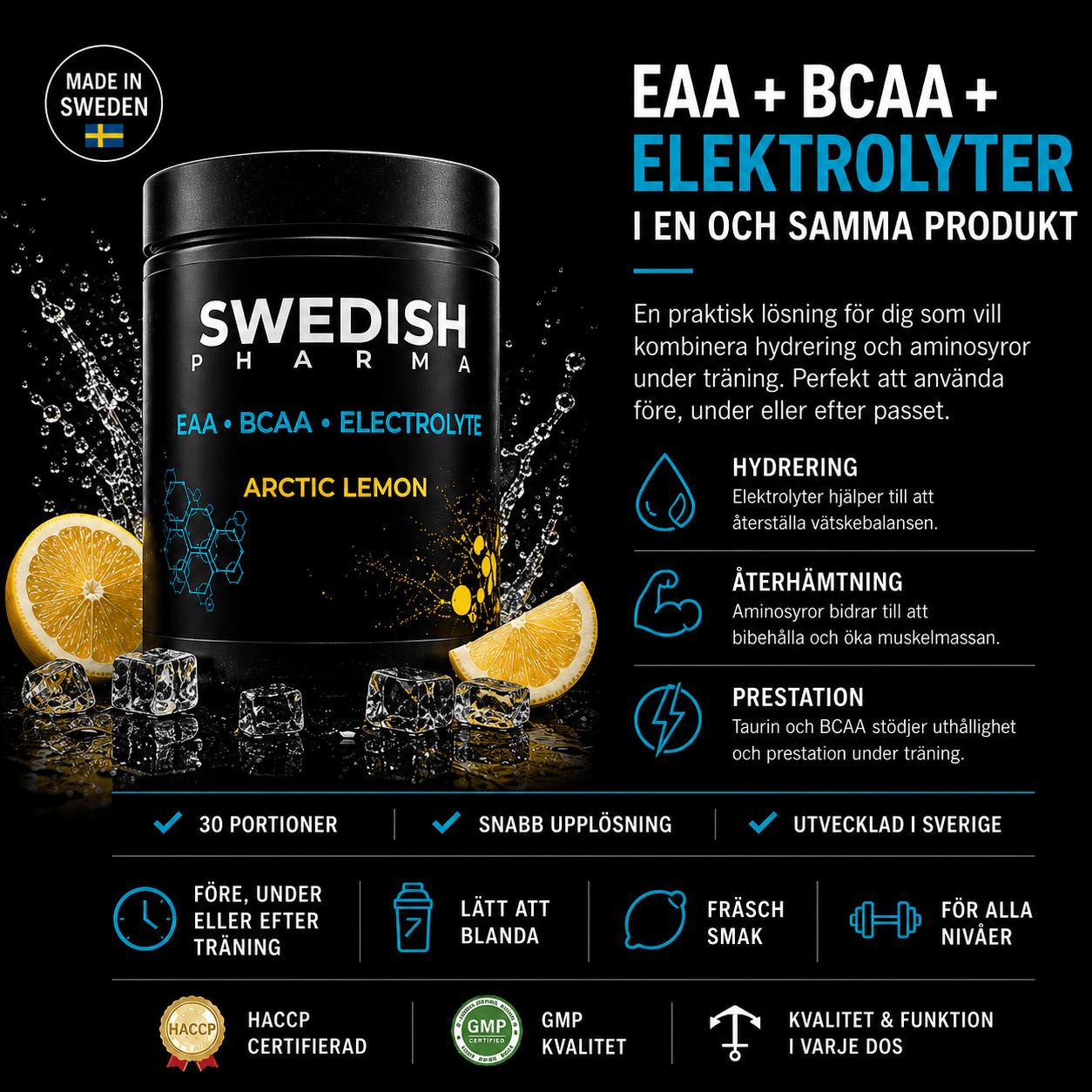 EAA + BCAA + Elektrolyter - Arctic Lemon - TRÄNING & PERFORMANCE BUTIKEN