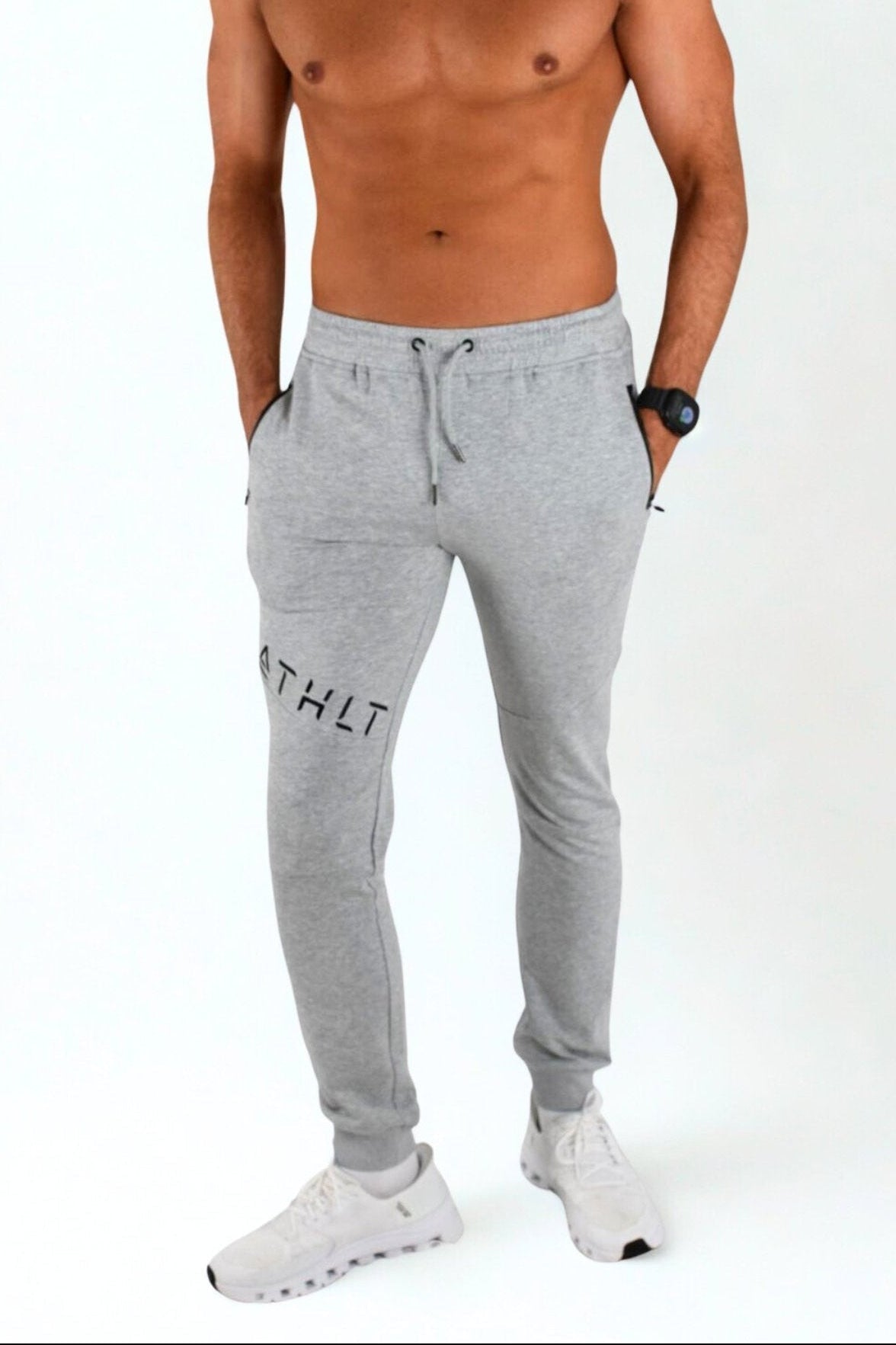 Herr slim fit sweatpants | Zeus joggers med lårlogga - TRÄNING & PERFORMANCE BUTIKEN