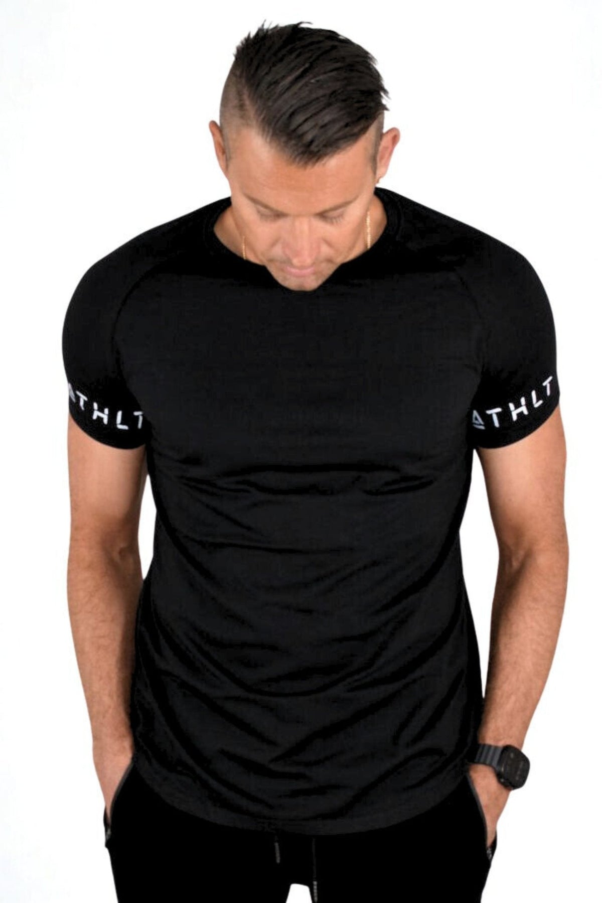Herr slim fit T-shirt | ATHLT bicepslogga - TRÄNING & PERFORMANCE BUTIKEN