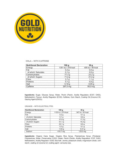 Jelly Bar GoldNutrition® – Energi i geléform för uthållighet (15 x 30 g) - TRÄNING & PERFORMANCE BUTIKEN