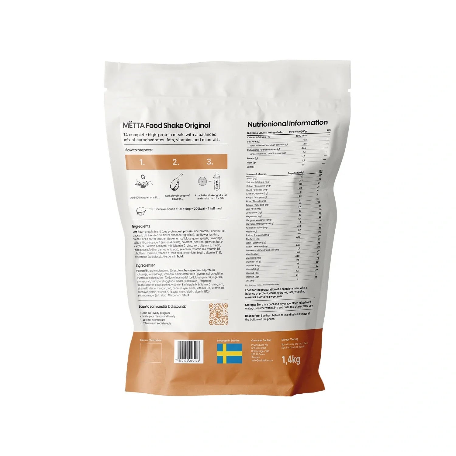 Måltidsersättare Carrot & Ginger 1,4kg - TRÄNING & PERFORMANCE BUTIKEN