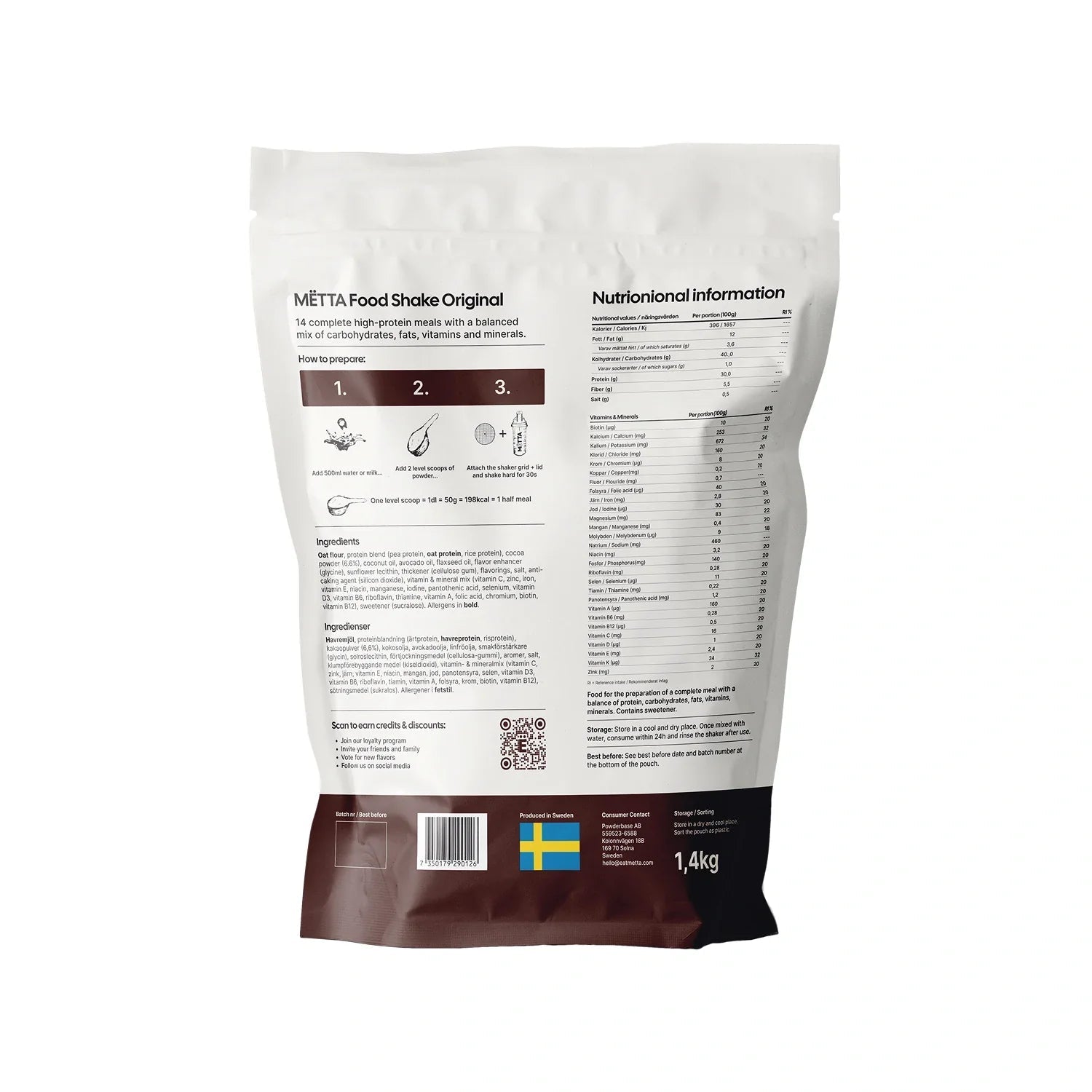 Måltidsersättare Raw Cacao 1,4kg - TRÄNING & PERFORMANCE BUTIKEN