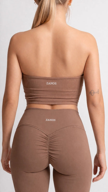 NOIR Bandeau Top Earth Brown Ribbed - TRÄNING & PERFORMANCE BUTIKEN