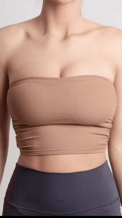 NOIR Bandeau Top Earth Brown Ribbed - TRÄNING & PERFORMANCE BUTIKEN