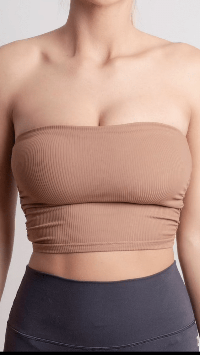 NOIR Bandeau Top Earth Brown Ribbed