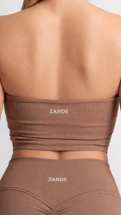 NOIR Bandeau Top Earth Brown Ribbed - TRÄNING & PERFORMANCE BUTIKEN