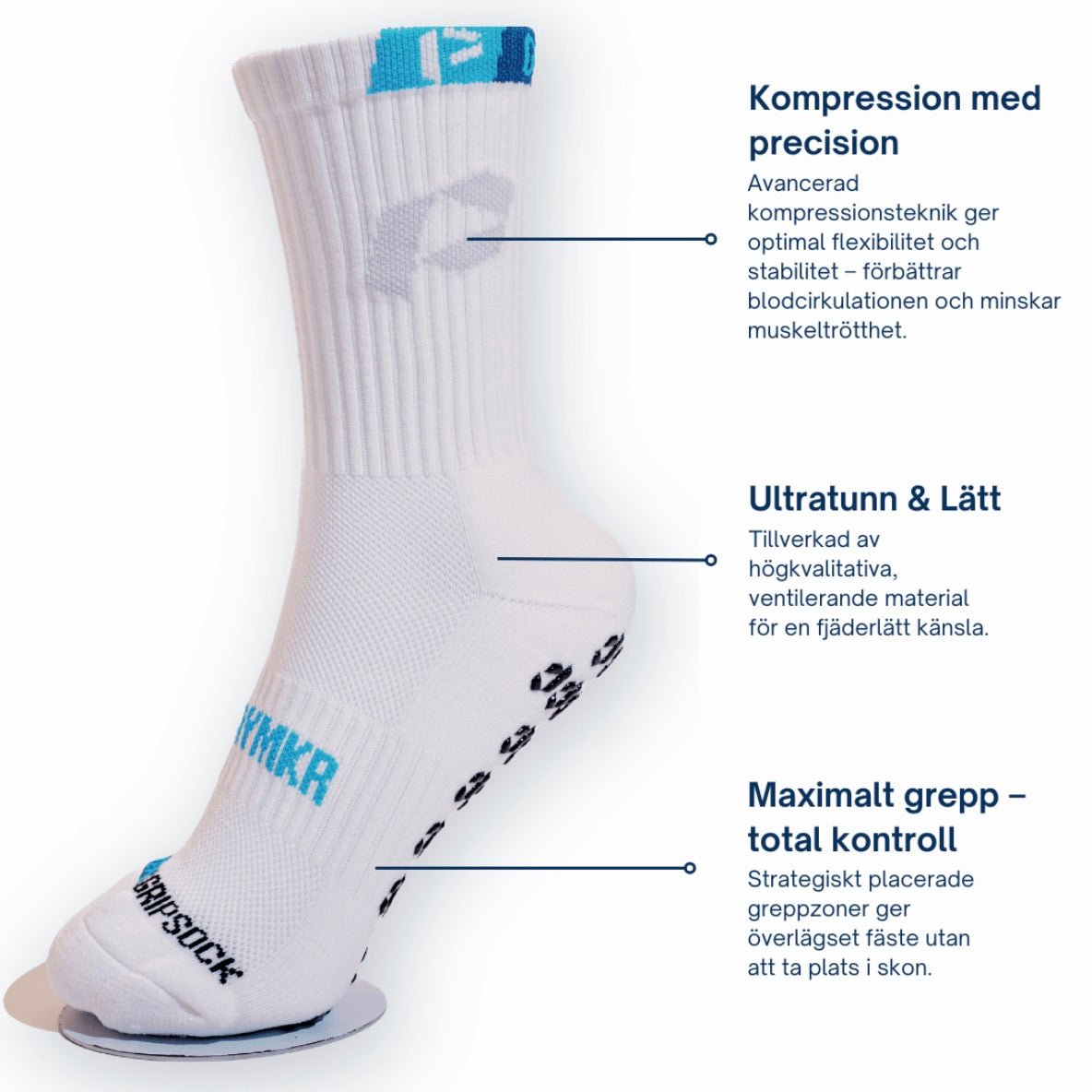 Playmkr Grip Socks Vit - TRÄNING & PERFORMANCE BUTIKEN