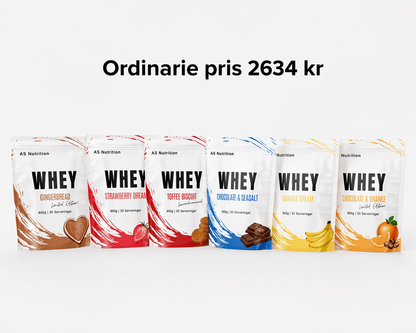 Proteinpaket Whey 6 - pack AS Nutrition - TRÄNING & PERFORMANCE BUTIKEN