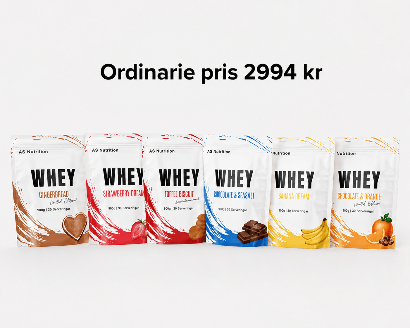Proteinpaket Whey 6-pack AS Nutrition - TRÄNING & PERFORMANCE BUTIKEN