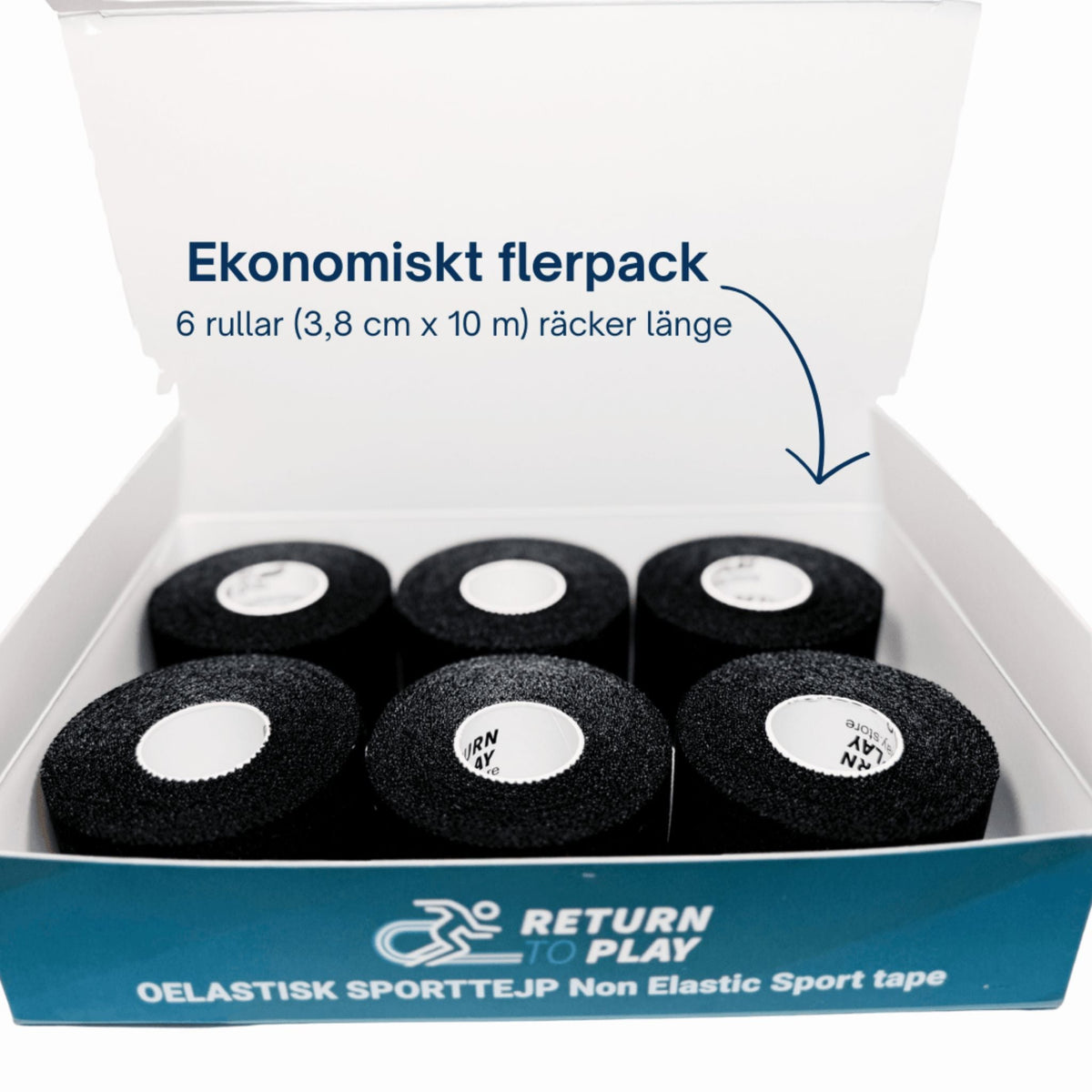 Sporttejp Svart 6-pack - TRÄNING & PERFORMANCE BUTIKEN