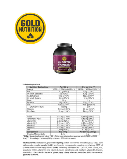 SUPREME GAINERS 2.9KG - TRÄNING & PERFORMANCE BUTIKEN