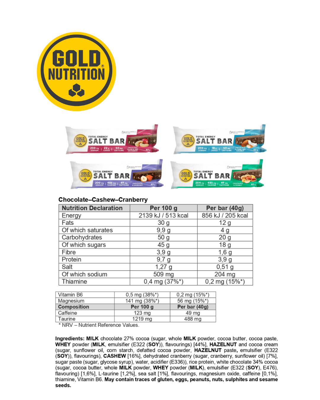TOTAL ENERGY SALT BAR – Salta energibars för uthållighet och fokus, 15 - pack - TRÄNING & PERFORMANCE BUTIKEN