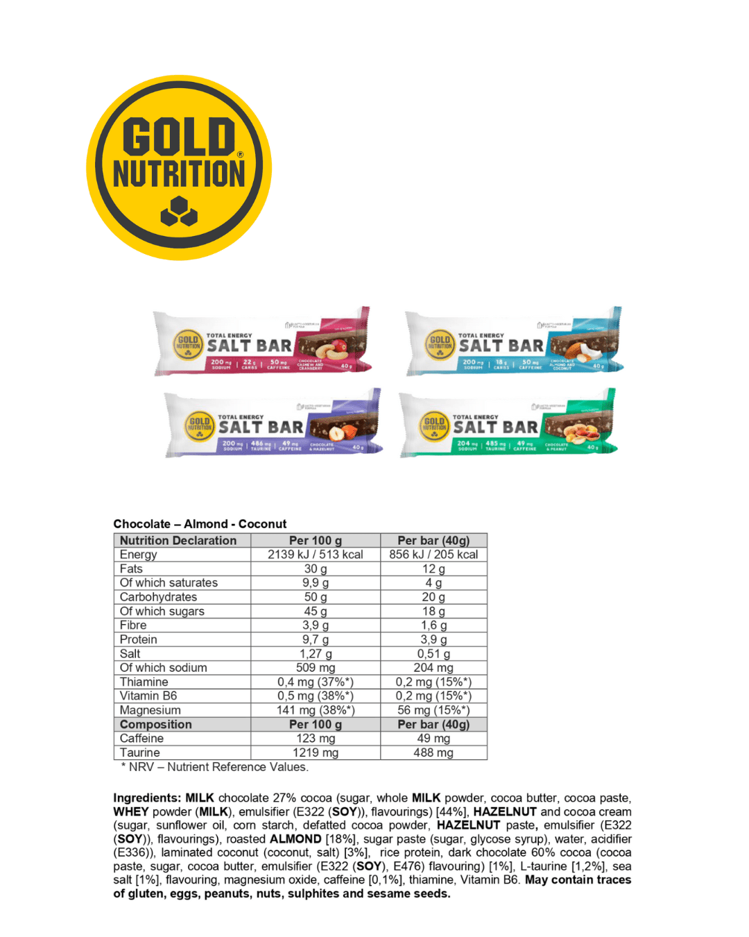 TOTAL ENERGY SALT BAR – Salta energibars för uthållighet och fokus, 15 - pack - TRÄNING & PERFORMANCE BUTIKEN