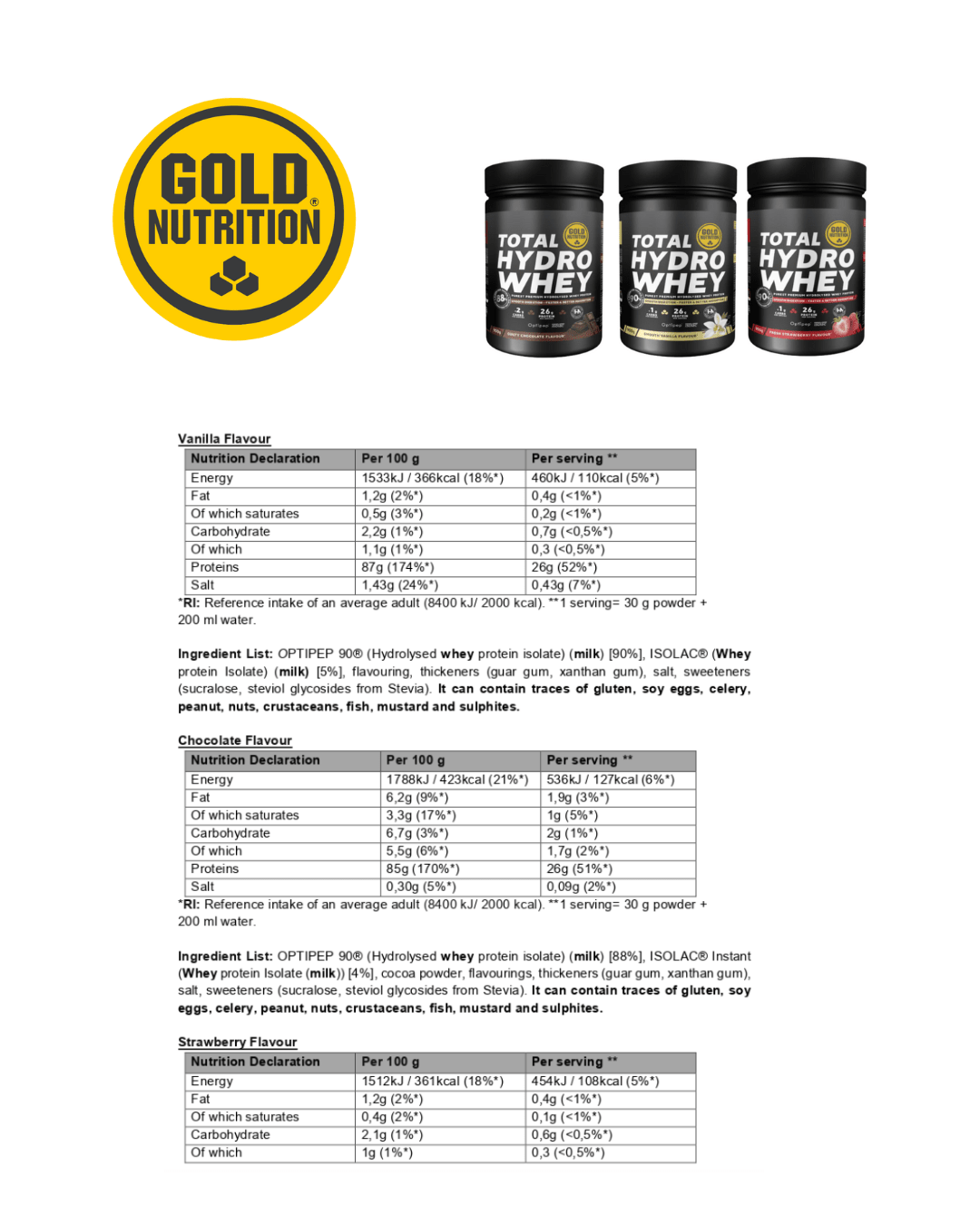 Total Hydro Whey GoldNutrition® – Snabbt protein för muskler och återhämtning - TRÄNING & PERFORMANCE BUTIKEN