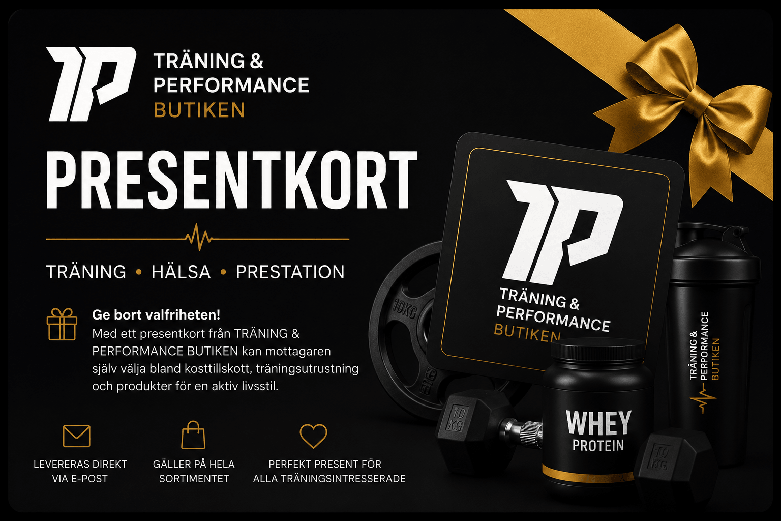 🎁 TP butikens Presentkort – Träning, Hälsa & Prestation - TRÄNING & PERFORMANCE BUTIKEN