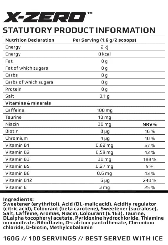 X - Zero Japanese Cherry – Sockerfri Energidryck (100 portioner) - TRÄNING & PERFORMANCE BUTIKEN